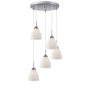Woodbridge Lighting Hampton Ridge Cluster Pendant in Satin Nickel/Opal Glass