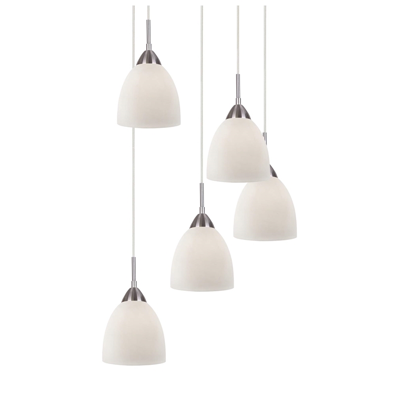 Woodbridge Lighting Hampton Ridge Cluster Pendant in Satin Nickel/Opal Glass