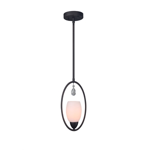 Woodbridge Lighting Olivia 1 Light Stem-Hung Mini Pendant in Bronze/Opal Glass