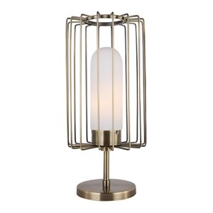 woodbridge lighting tanner steel table lamp with embedded led in brushed brass