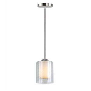 Woodbridge Lighting Cosmo 1 Light Steel and Glass Mini Pendant in Satin Nickel