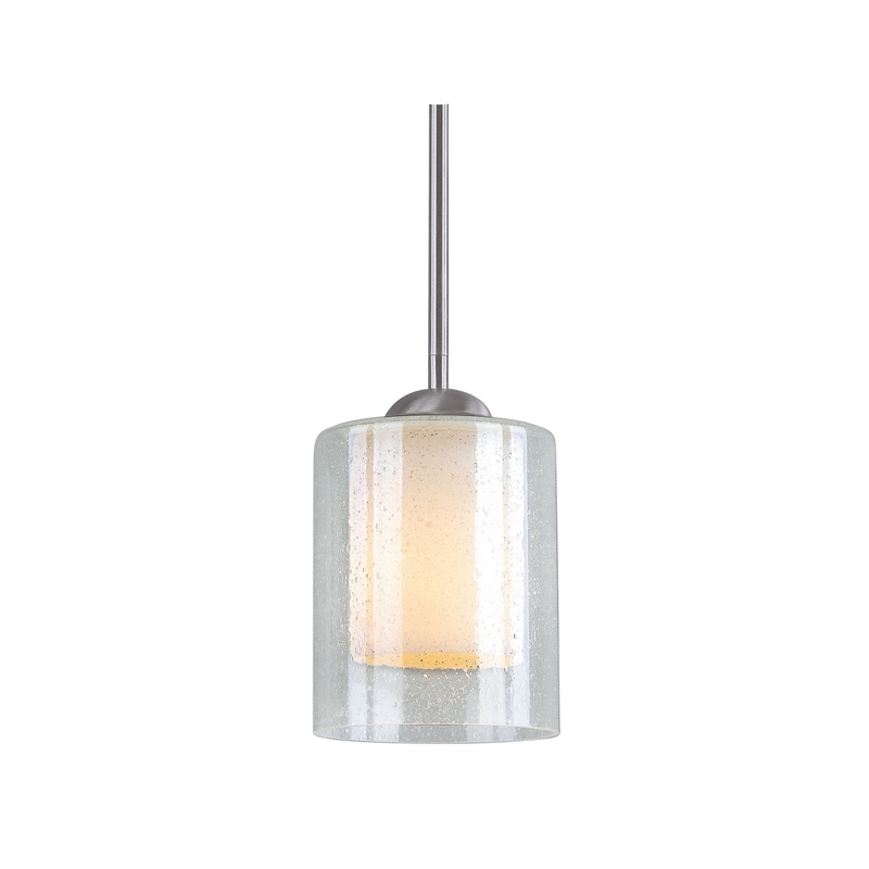 Woodbridge Lighting Cosmo 1 Light Steel and Glass Mini Pendant in Satin Nickel