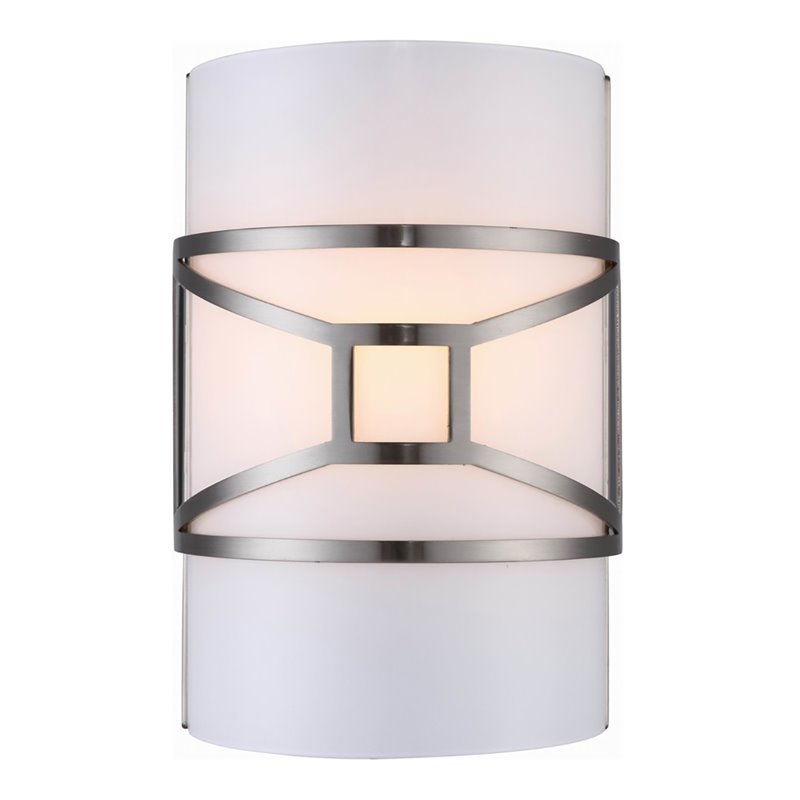 Woodbridge Lighting Regan 1 Light Steel/Glass Wall Mount in Satin Nickel
