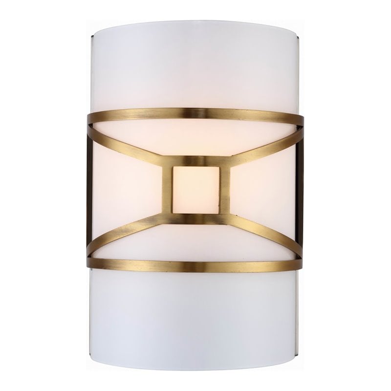 Woodbridge Lighting Regan 1 Light Steel/Glass Wall Mount in Vintage Brass