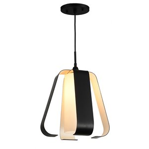 Woodbridge Lighting Bent 1 Light Steel and Glass Mid Pendant in Black/White