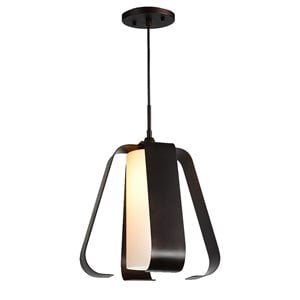 Woodbridge Lighting Bent 1 Light Steel and Glass Mid Pendant in Metallic Bronze