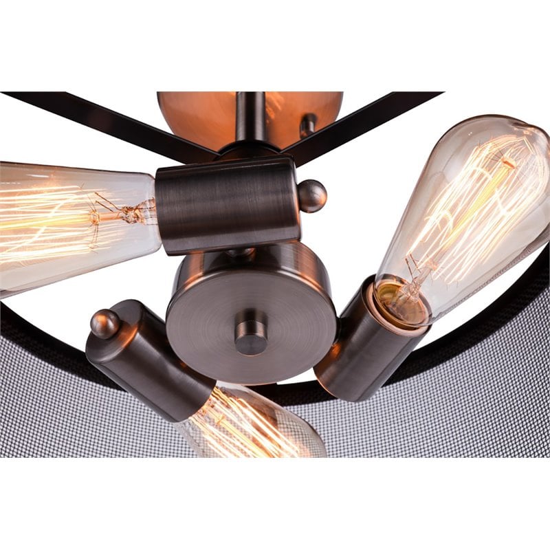 Woodbridge Lighting Drake 3-Light ST64 Bulb Semi-Flush in Antique Nickel/Black