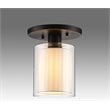 Woodbridge Lighting Alaina Semi-Flush in Bronze Off White Pleated Fabric Shade