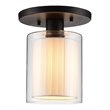 Woodbridge Lighting Alaina Semi-Flush in Bronze Off White Pleated Fabric Shade