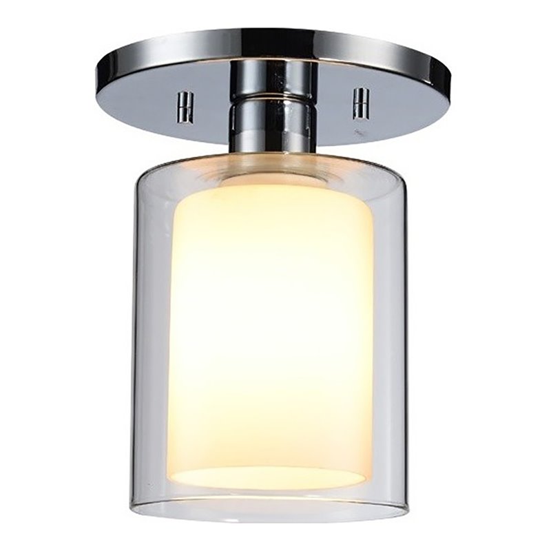 Woodbridge Lighting Alaina 1 Light Semi-Flush in Chrome/Opal Glass