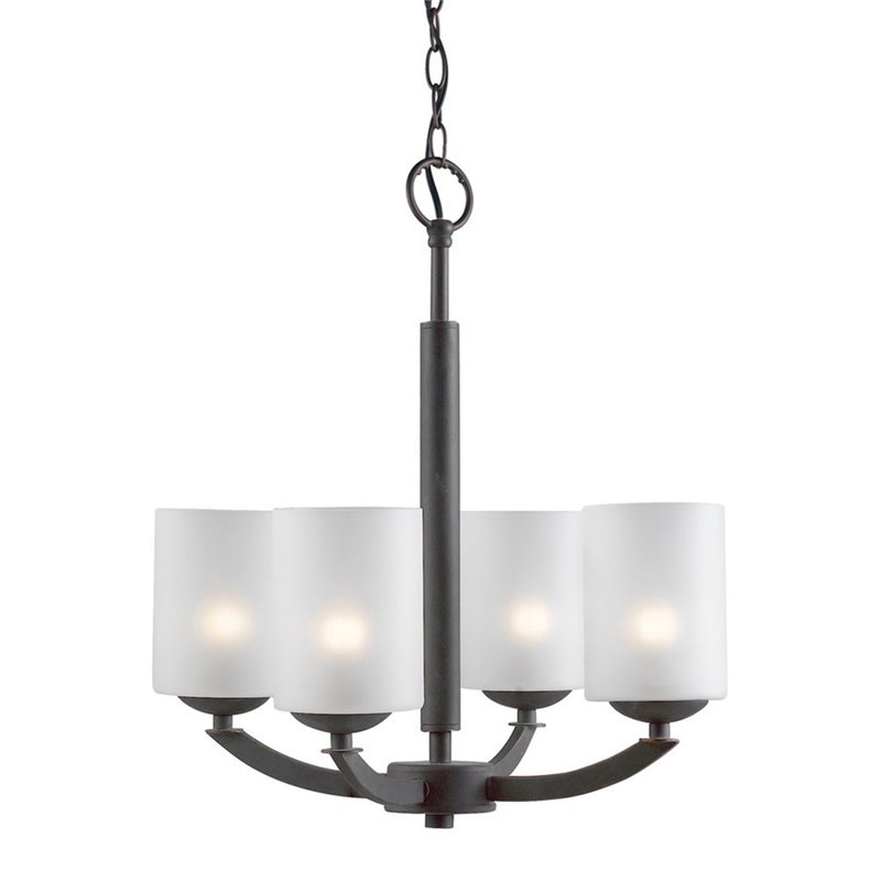 Woodbridge Lighting Mirage 4-Light Chandelier in Bronze/Opal Cylinder Glass