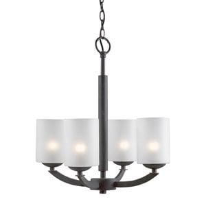 Woodbridge Lighting Mirage 4-Light Chandelier in Bronze/Opal Cylinder Glass