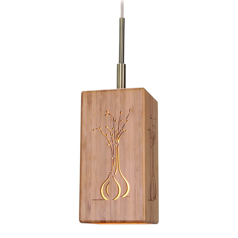 Woodbridge Lighting Light House Vessel of Life Bamboo Mini Pendant in Brass