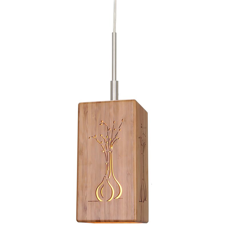 Woodbridge Lighting Light House Bamboo Mini Pendant in Vessel Of Life/Nickel