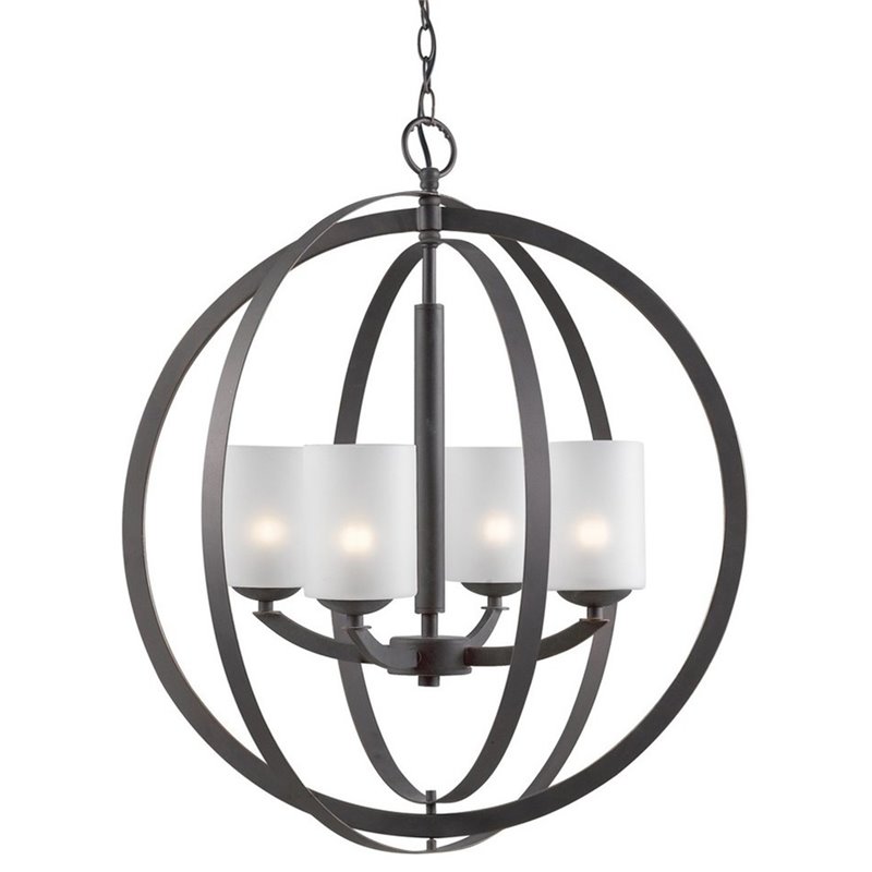 Woodbridge Lighting Mirage 4-light Glass Pendant Chandelier in Opal/Bronze