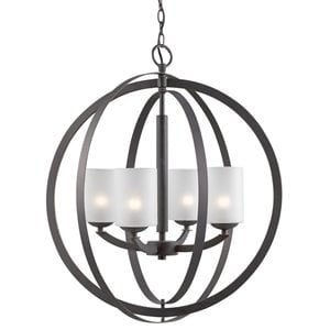 Woodbridge Lighting Mirage 4-light Glass Pendant Chandelier in Opal/Bronze
