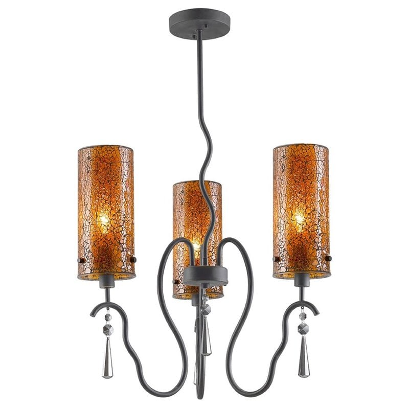 Woodbridge Lighting Haley 3-light Steel & Glass Chandelier in Amber/Orange