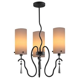Woodbridge Lighting Haley 3-light Steel & Glass Chandelier in Faux Opal/Black