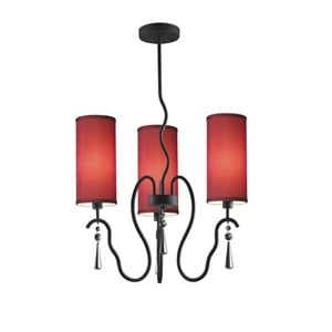 Woodbridge Lighting Haley 3-light Steel & Glass Chandelier in Maroon/Black