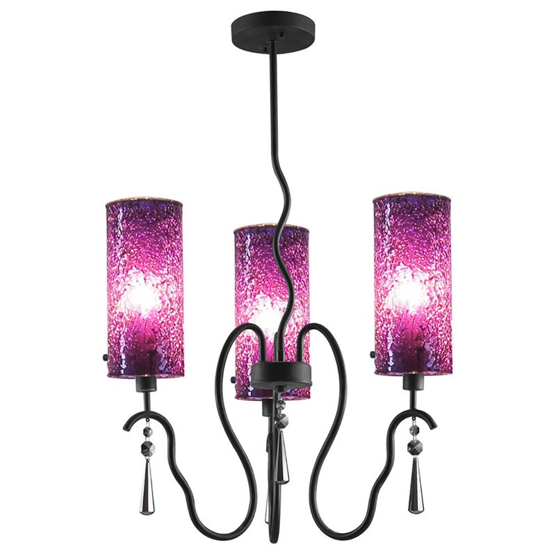 Woodbridge Lighting Haley 3-light Steel & Glass Chandelier in Purple Mosaic