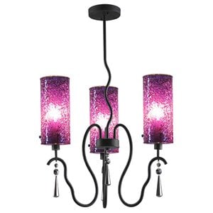 Woodbridge Lighting Haley 3-light Steel & Glass Chandelier in Purple Mosaic