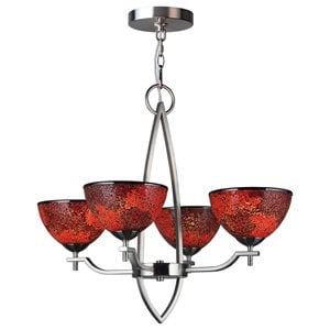 Woodbridge Lighting Alexis 4-light Steel & Glass Chandelier in Mosaic Red