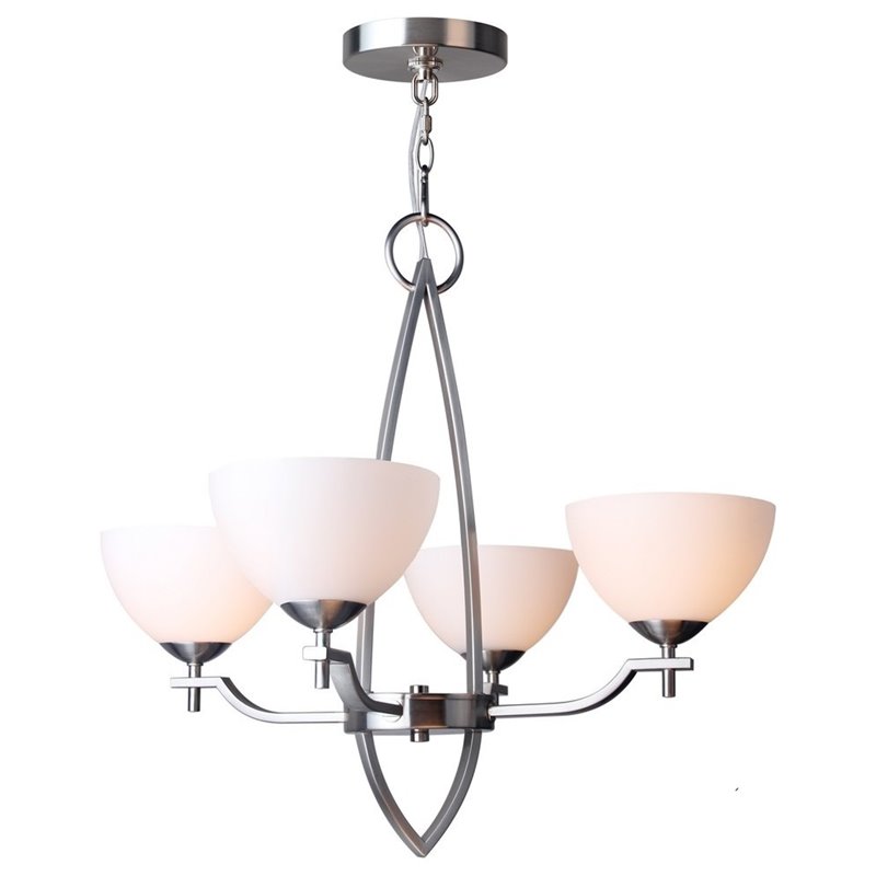 Woodbridge Lighting Alexis 4-light Steel & Glass Chandelier in Opal/Nickel