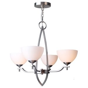 Woodbridge Lighting Alexis 4-light Steel & Glass Chandelier in Opal/Nickel