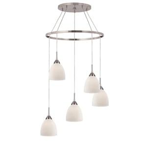 Woodbridge Lighting Hampton Ridge 5-light Glass Pendant Chandelier in Nickel