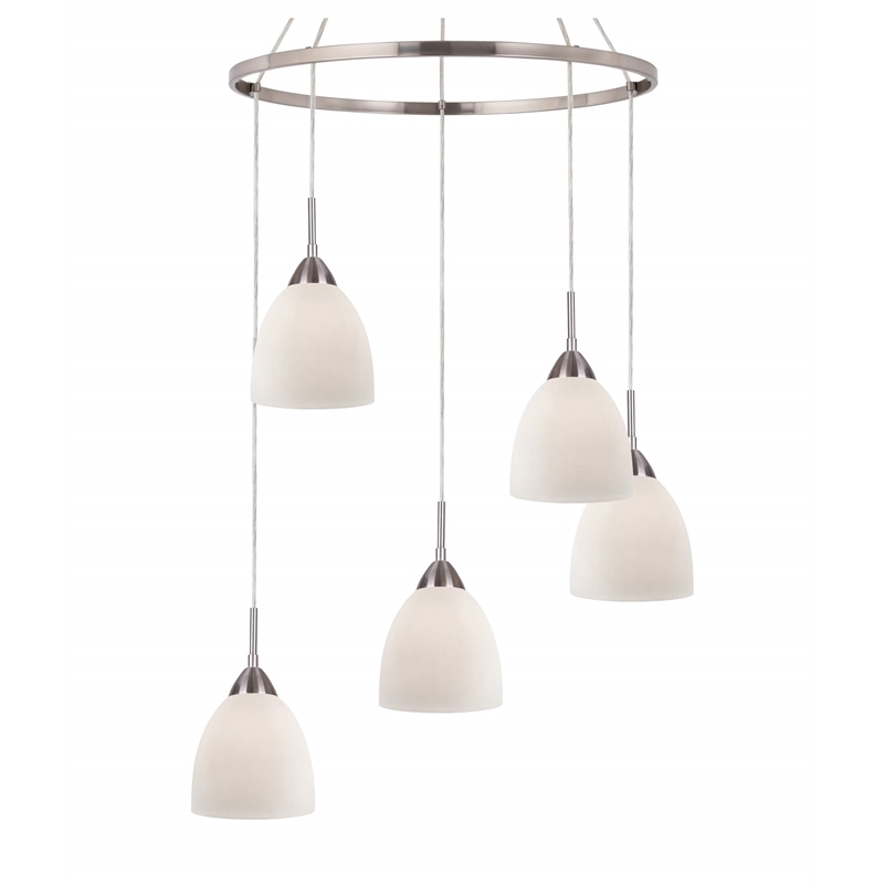 Woodbridge Lighting Hampton Ridge 5-light Glass Pendant Chandelier in Nickel