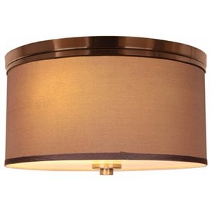 Woodbridge Lighting Hudson 3-light Metal & Fabric Flush Mount in Nickel/Maroon