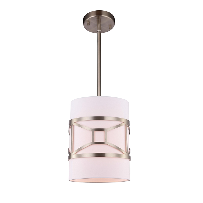 Woodbridge Lighting Regan 1-light Steel & Glass Mini Pendant in Satin Nickel