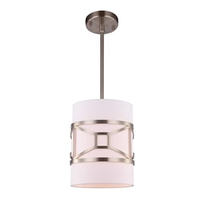 Woodbridge Lighting Regan 1-light Steel & Glass Mini Pendant in Satin Nickel