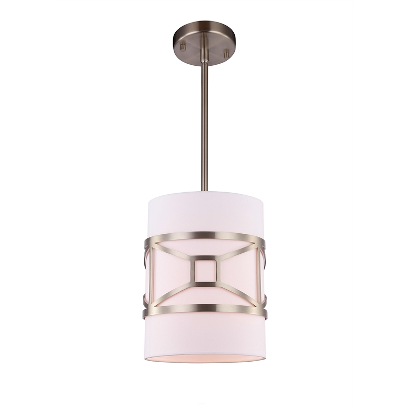 Woodbridge Lighting Regan 1-light Steel & Glass Mini Pendant in Satin Nickel