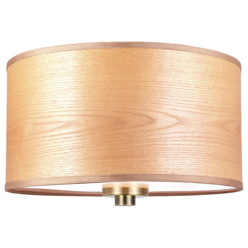 Woodbridge Lighting Drum Veneer 3-light Metal Semi Flush Ceiling Mount in Brass