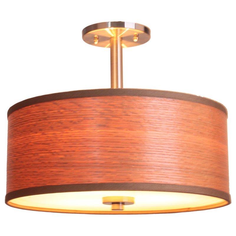 Woodbridge Lighting Drum Veneer 3-light Metal Semi Flush Ceiling Mount in Nickel