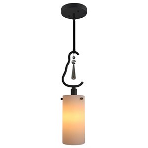 Woodbridge Lighting Haley 1-light Steel & Glass Mini Pendant in Faux Opal/Black