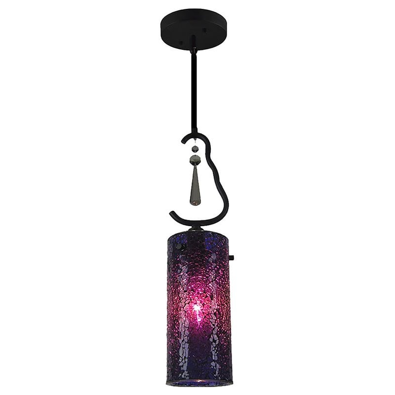 Woodbridge Lighting Haley 1-light Steel & Glass Mini Pendant in Purple Mosaic