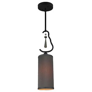 woodbridge lighting haley 1-light cylindrical steel & glass mini pendant in gray