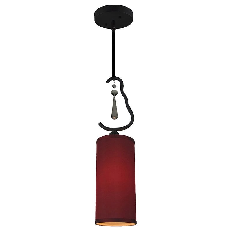 Woodbridge Lighting Haley 1-light Steel & Glass Mini Pendant in Maroon/Black