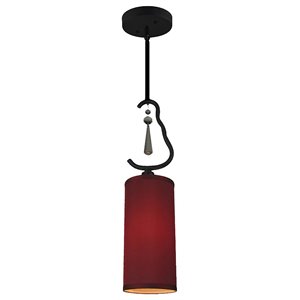 Woodbridge Lighting Haley 1-light Steel & Glass Mini Pendant in Maroon/Black