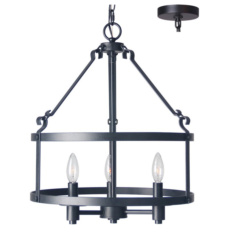 Woodbridge Lighting Revere 3-light Metal Pendant Chandelier in Textured Black
