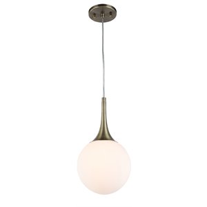 Woodbridge Lighting Alicia 1-light Steel & Glass Mini Pendant in Brass/Opal Led