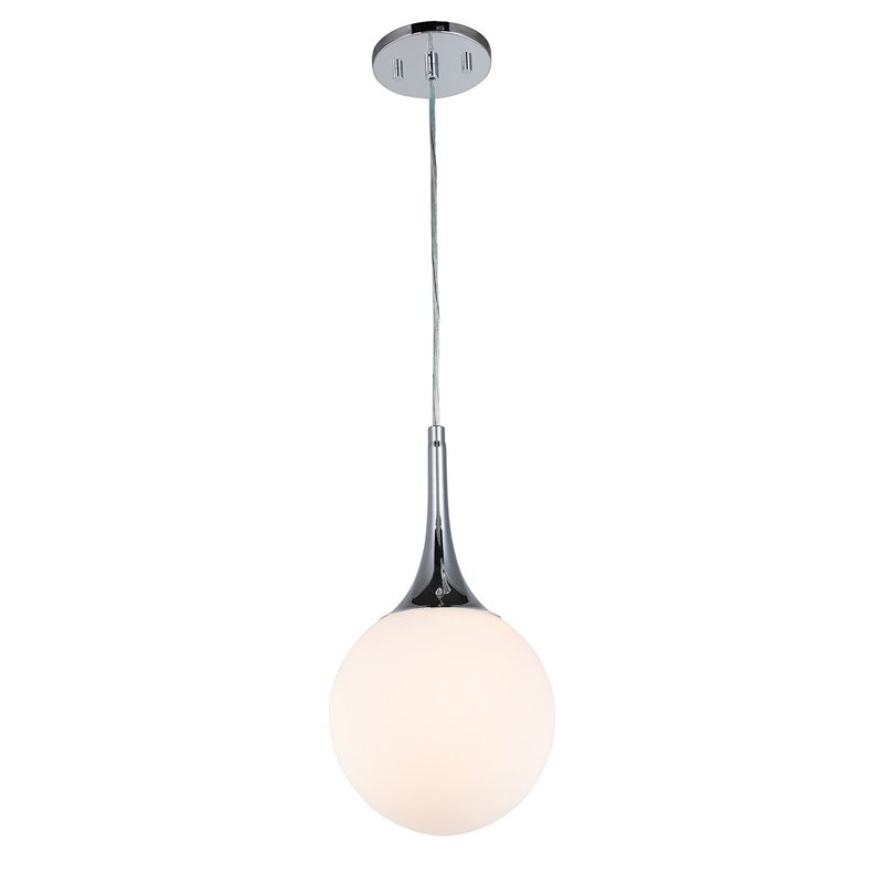 Woodbridge Lighting Alicia 1-light Steel & Glass Mini Pendant in Chrome/Opal Led