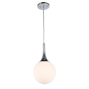 Woodbridge Lighting Alicia 1-light Steel & Glass Mini Pendant in Chrome/Opal Led