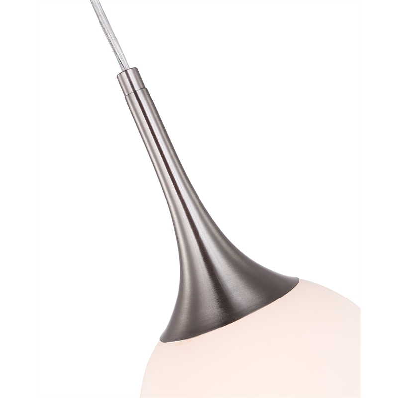 Woodbridge Lighting Alicia 1-light Steel & Glass Mini Pendant in Nickel/Opal
