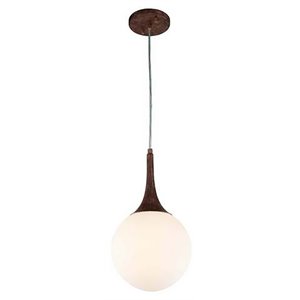 Woodbridge Lighting Alicia 1-light Steel & Glass Mini Pendant in Walnut/Opal Led