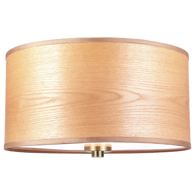 Woodbridge Lighting Drum Veneer 3-light Metal Ceiling Mount in Brulee/Brass