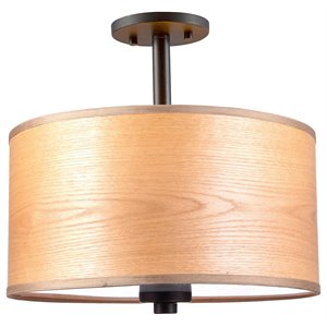 woodbridge lighting drum veneer 3-light metal semi-flush ceiling mount in bronze