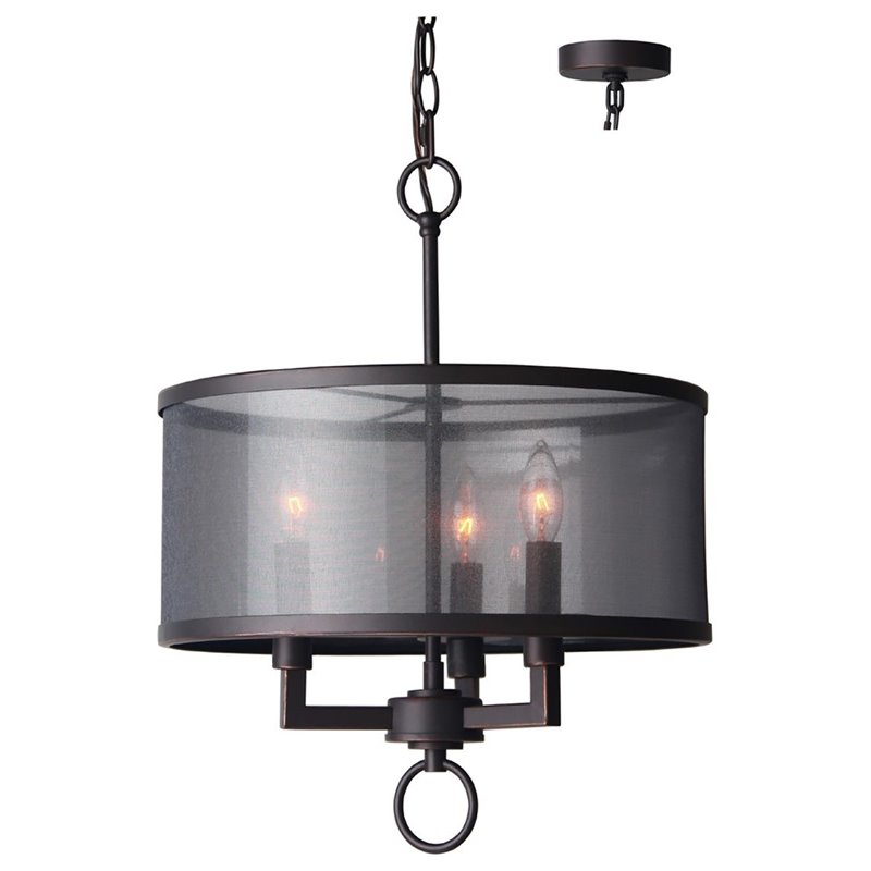 Woodbridge Lighting Jamison 3-light Steel Metal Pendant Chandelier in Bronze